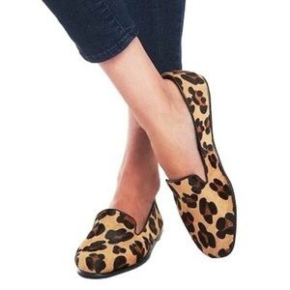 Aerosoles Betunia Tan Leopard Calf Hair Slip On Loafer Animal Print Size 7